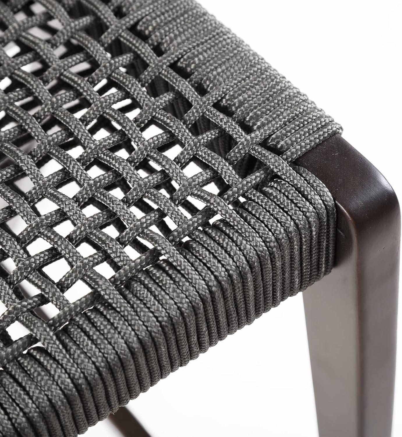 image:imageArmen Living Nabila Modern Indoor Outdoor Patio Dark Eucalyptus Wood and Gray Rope Counter Chair Bar Stool 30 Seat Height