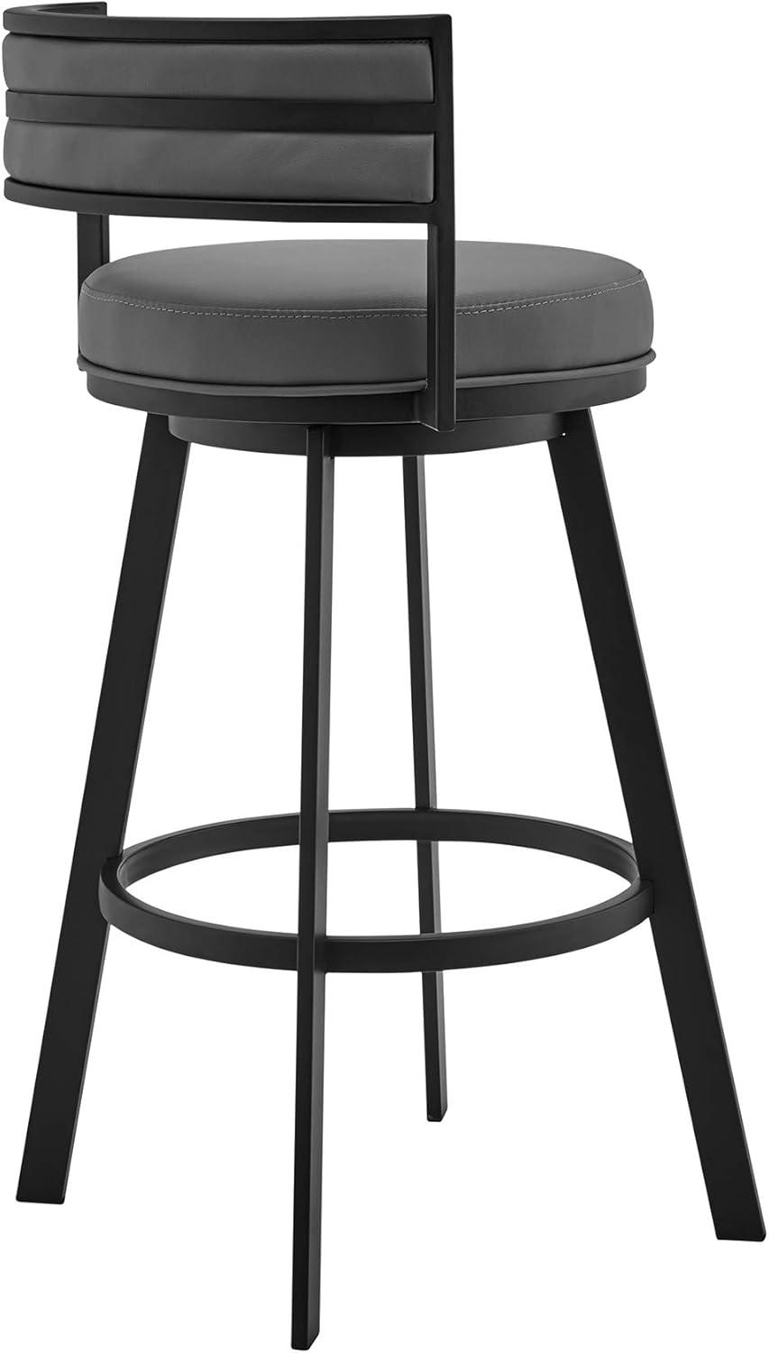 image:imageArmen Living Roman 26 Gray Faux Leather and Black Metal Swivel Bar Stool26
