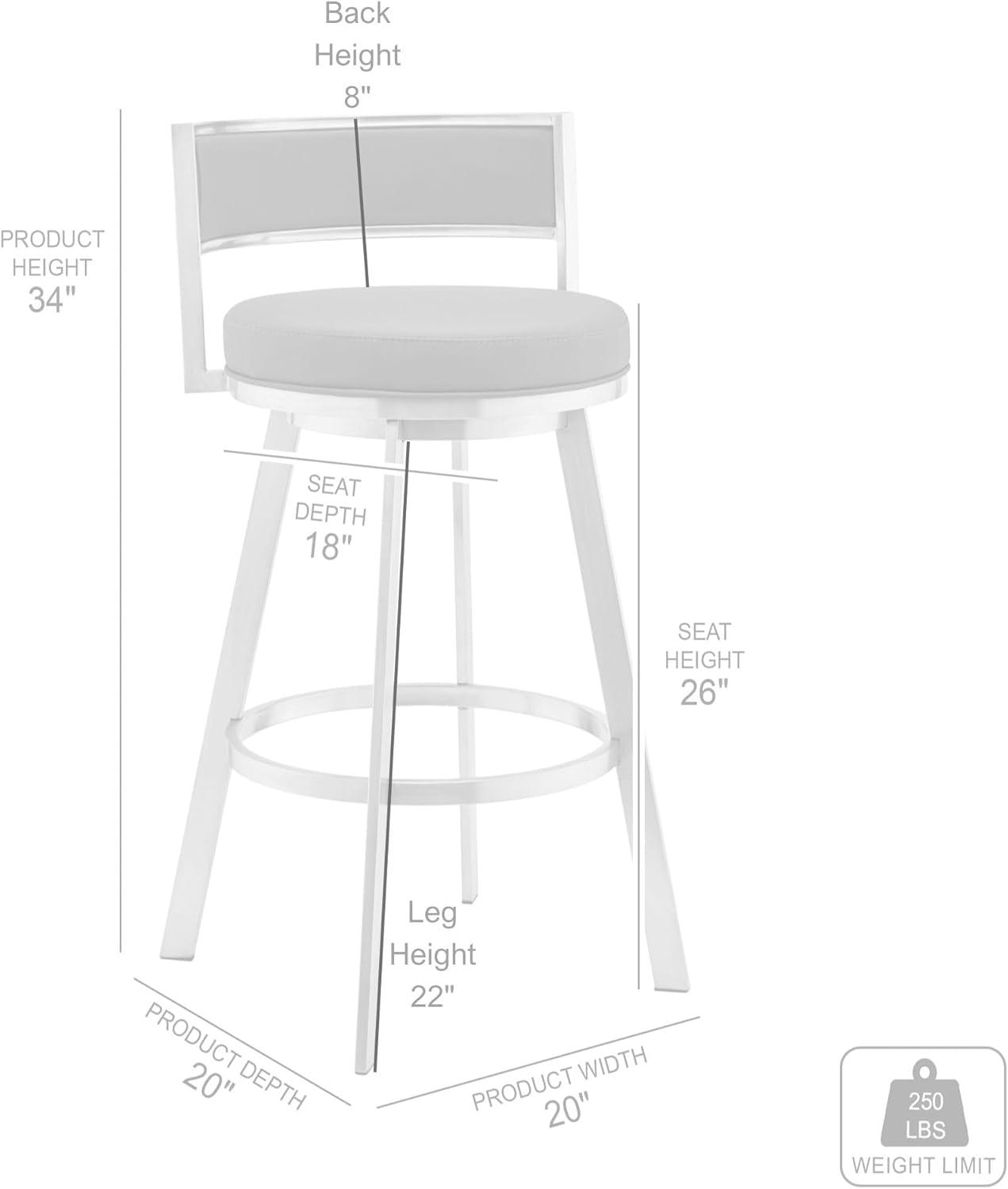 image:imageArmen Living Roman 26 Gray Faux Leather and Black Metal Swivel Bar Stool26