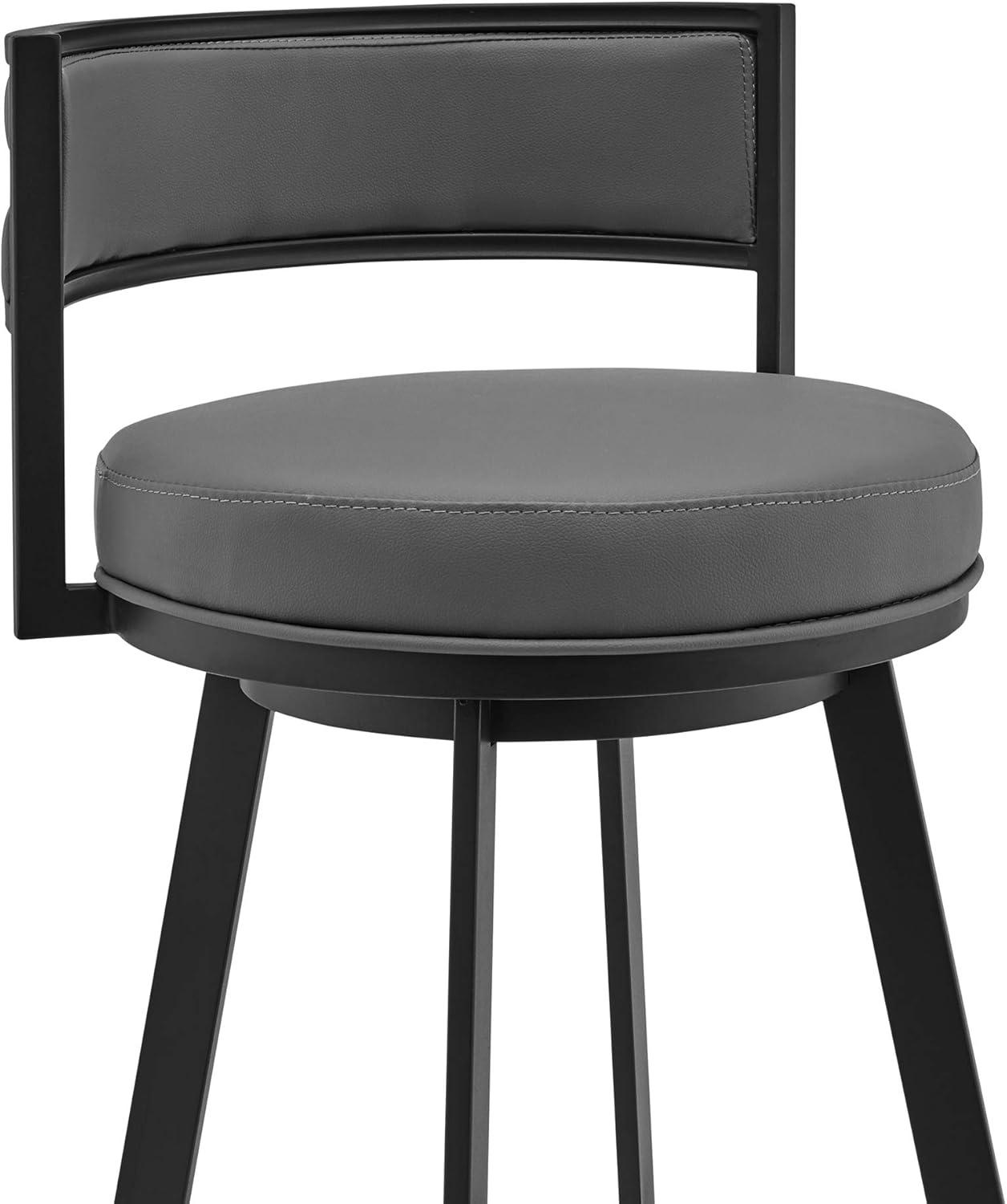 image:imageArmen Living Roman 26 Gray Faux Leather and Black Metal Swivel Bar Stool26