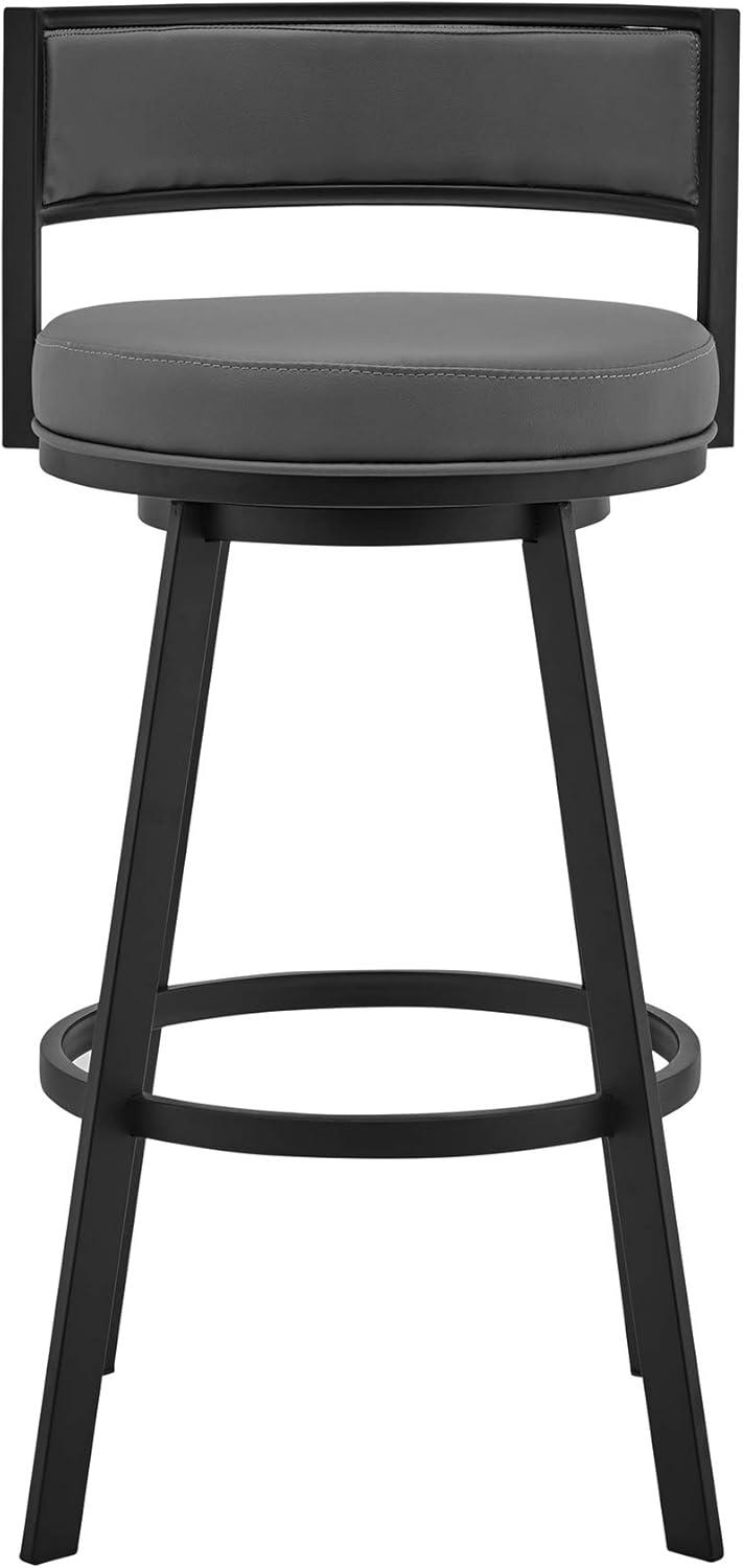 image:imageArmen Living Roman 26 Gray Faux Leather and Black Metal Swivel Bar Stool26