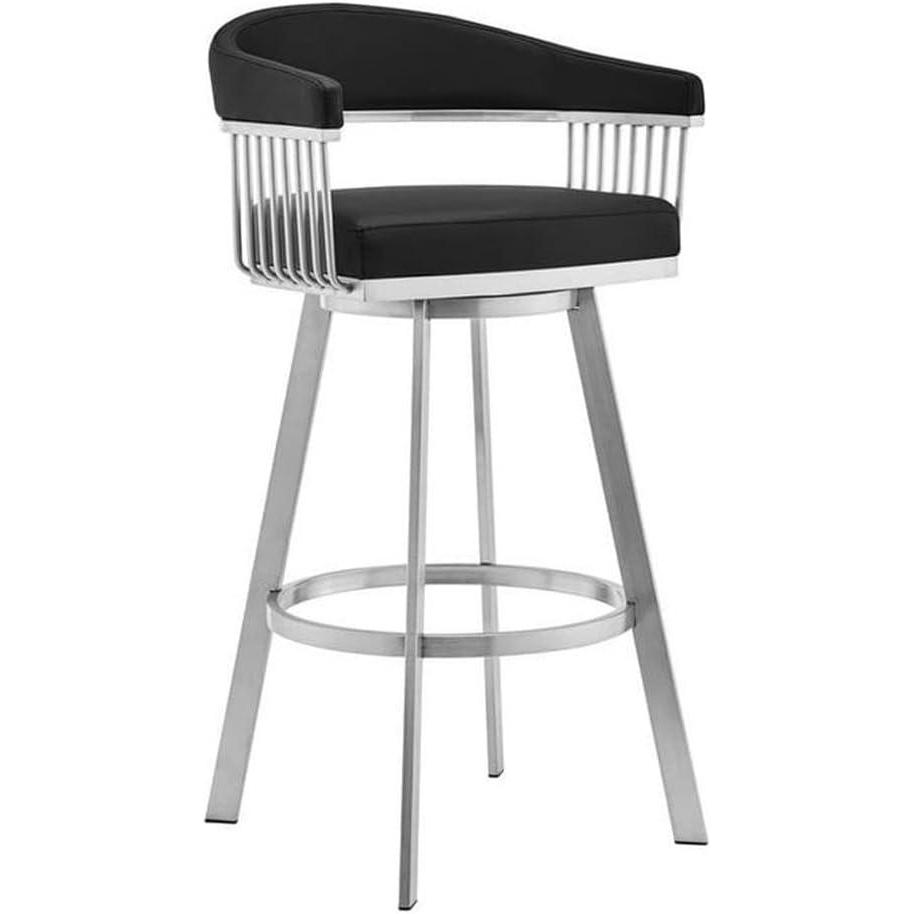 image:imageArmen Living Chelsea 25 Black Faux Leather Brushed Steel Counter Stool