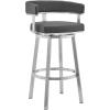 image:imageArmen Living Cohen 26 Faux Leather Swivel Counter Stool in GrayStainless Steel