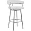 image:imageArmen Living Cohen 26 White Faux Leather and Brushed Stainless Steel Swivel Bar Stool