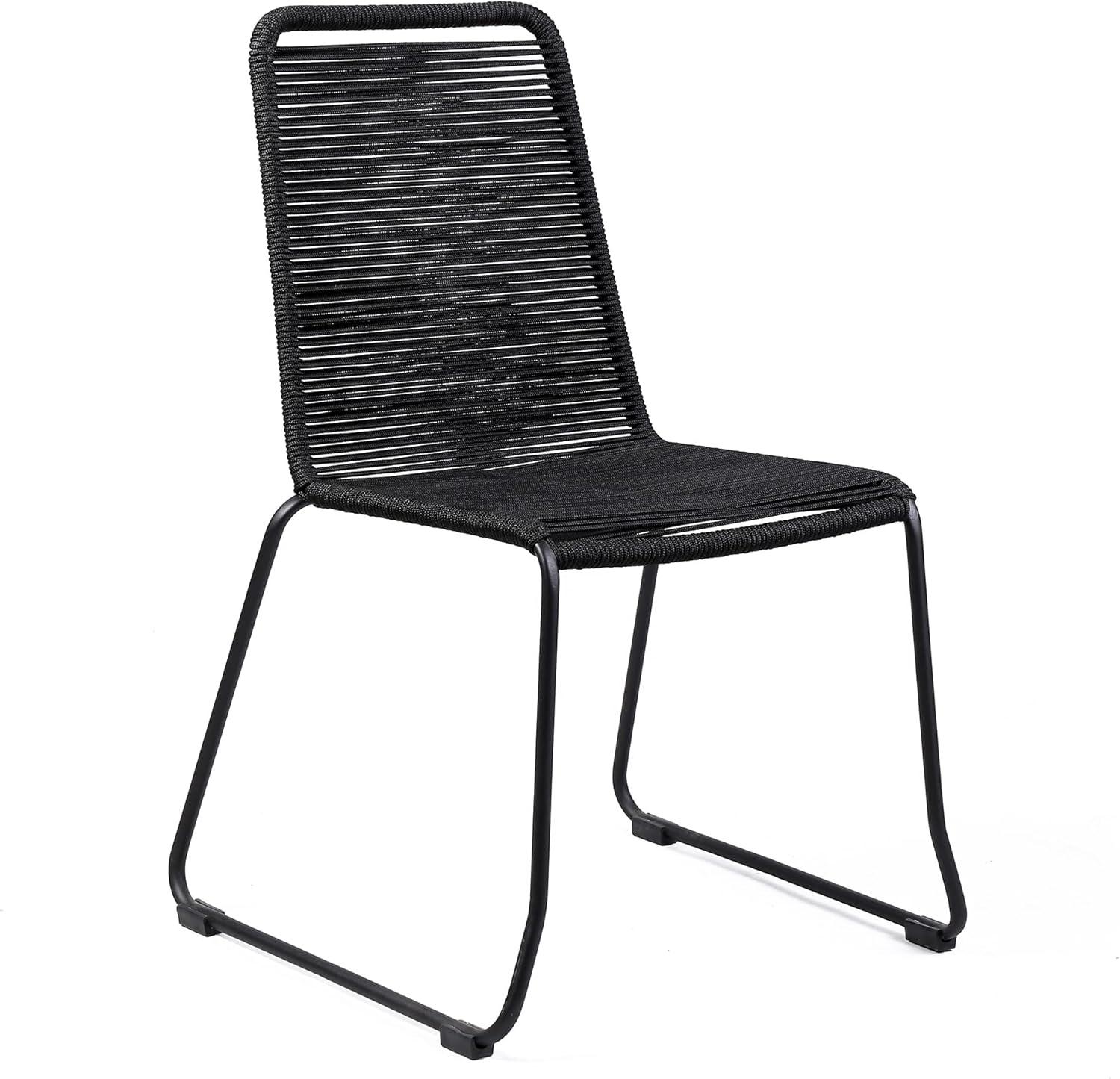 image:imageArmen Living Koala and Shasta 5 Piece Outdoor Patio Dining Set in Light Eucalyptus Wood and Black Rope