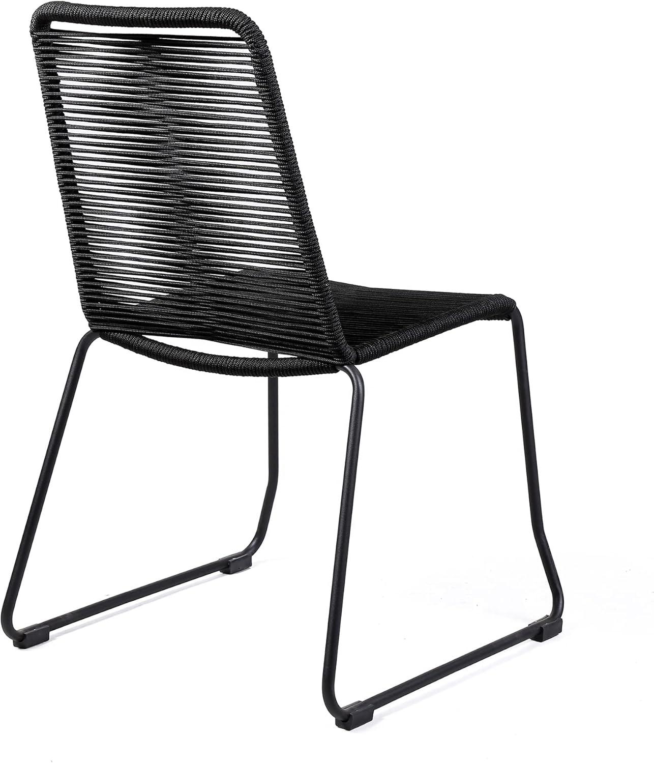 image:imageArmen Living Koala and Shasta 5 Piece Outdoor Patio Dining Set in Light Eucalyptus Wood and Black Rope