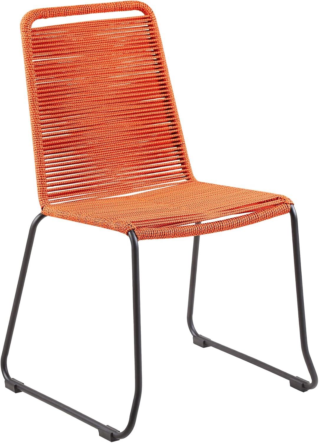 image:imageArmen Living Sydney and Shasta 3 Piece Outdoor Patio 36 Dining Set in Black Eucalyptus Wood and Tangerine Rope
