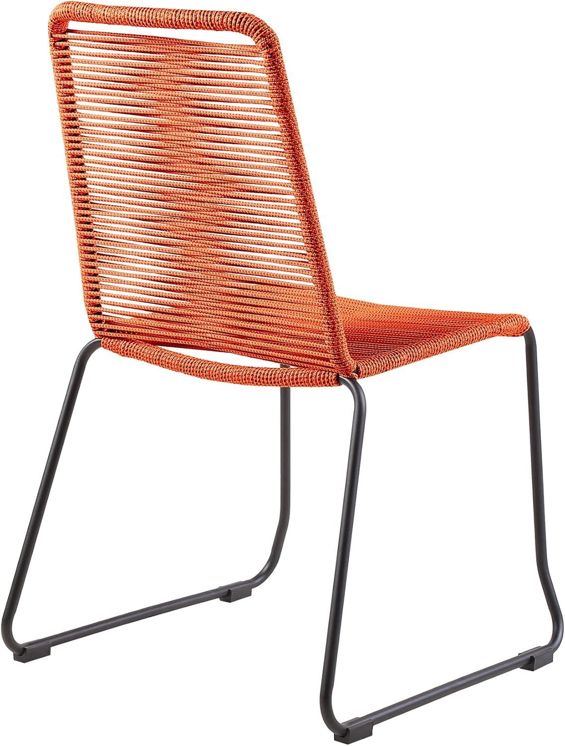 image:imageArmen Living Sydney and Shasta 3 Piece Outdoor Patio 36 Dining Set in Black Eucalyptus Wood and Tangerine Rope