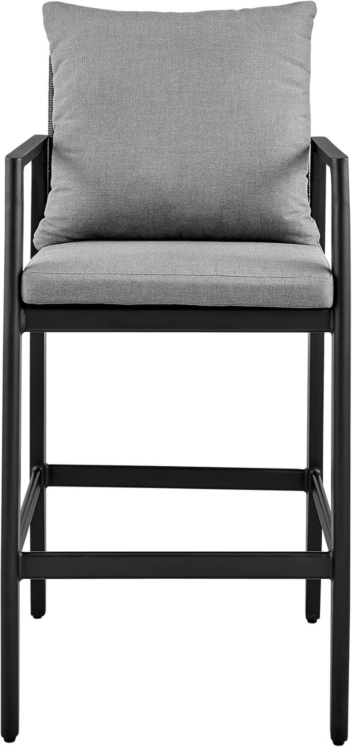 image:imageCayman Outdoor Patio Bar Stool in Aluminum with Gray Cushions Set of 2