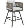 image:imageArmen Living Alegria Outdoor Patio Swivel Bar Stool in Aluminum with Gray Rope and Light Gray Cushions
