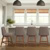 image:imageArmen Living Amelia Swivel Counter Stool in Brown Oak Wood Finish with Taupe Boucle Fabric  Set of 4