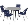 image:imageArmen Living Sydney and Clip Outdoor Patio 5 Piece Dining Set in Blue Rope with Black Eucalyptus Wood