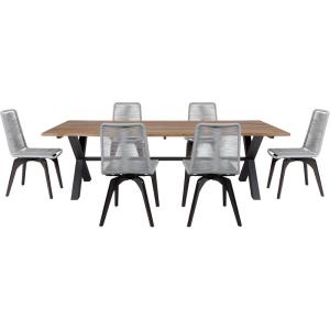 Armen Living Glendora/Island Modern Outdoor Patio Dining, 7 Piece Set, Silver