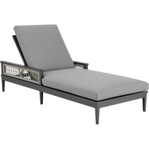 Armen Living Zella Modern Outdoor Patio Chaise Lounge Chair, Light Gray