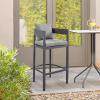 image:imageMenorca Outdoor Patio Counter Height Bar Stool in Aluminum with Gray Cushions  Set of 4Dark GrayDark Gray