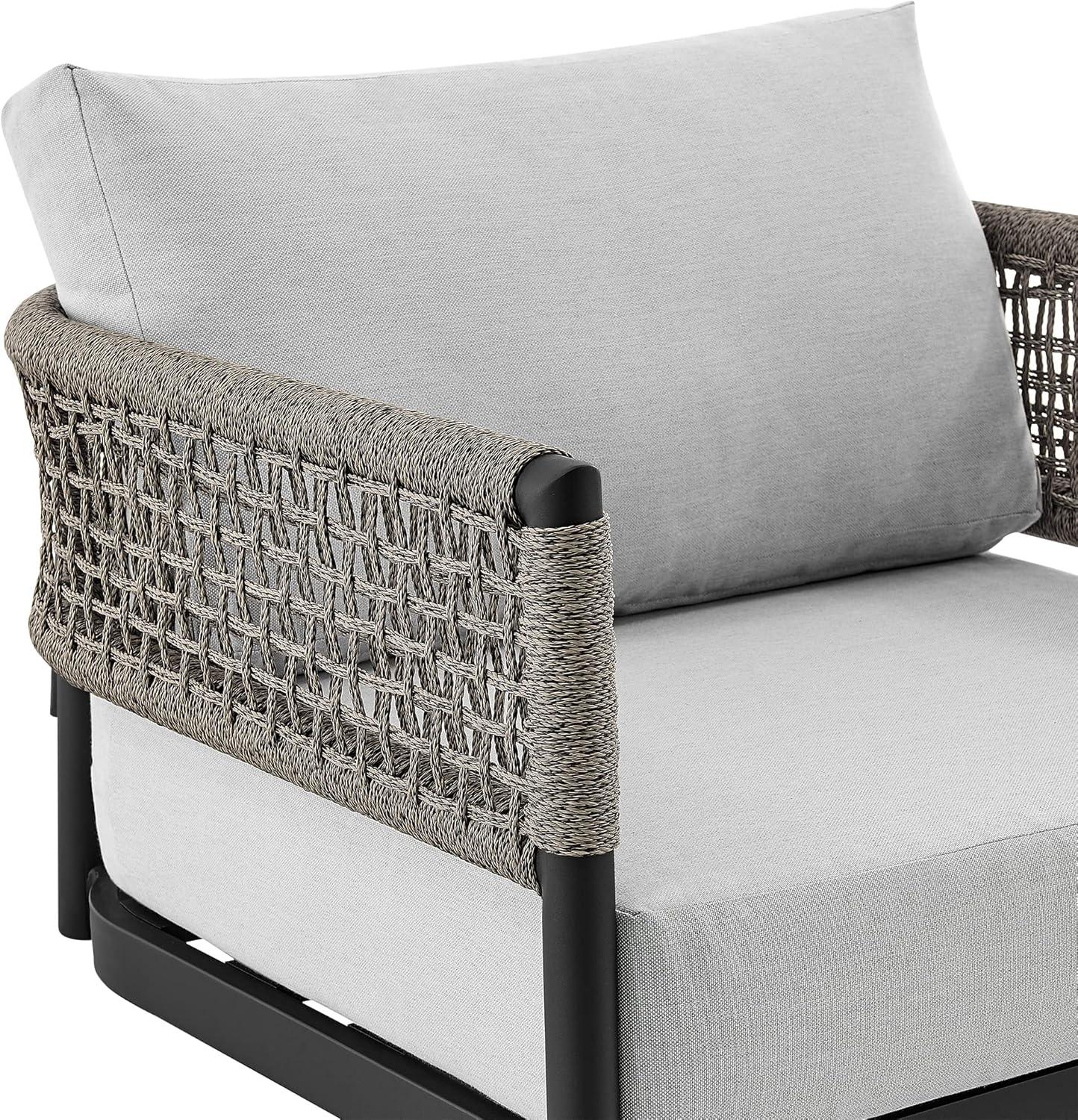 image:imageArmen Living Felicia and Argiope Modern Outdoor Patio Conversation 3 Piece Set Black Aluminum and Gray