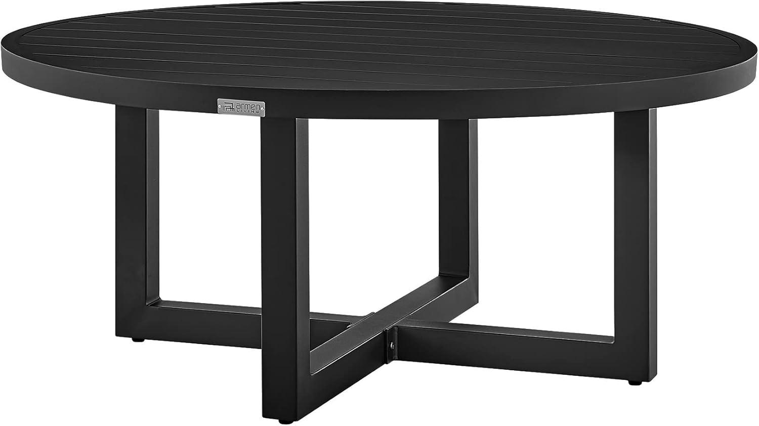 image:imageArmen Living Felicia and Argiope Modern Outdoor Patio Conversation 3 Piece Set Black Aluminum and Gray