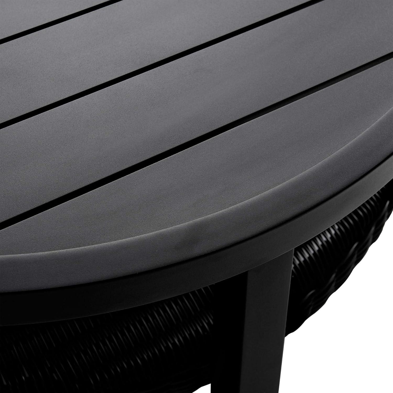 image:imageArmen Living Grand Black Aluminum Outdoor Round Conversation Table with Wicker Shelf