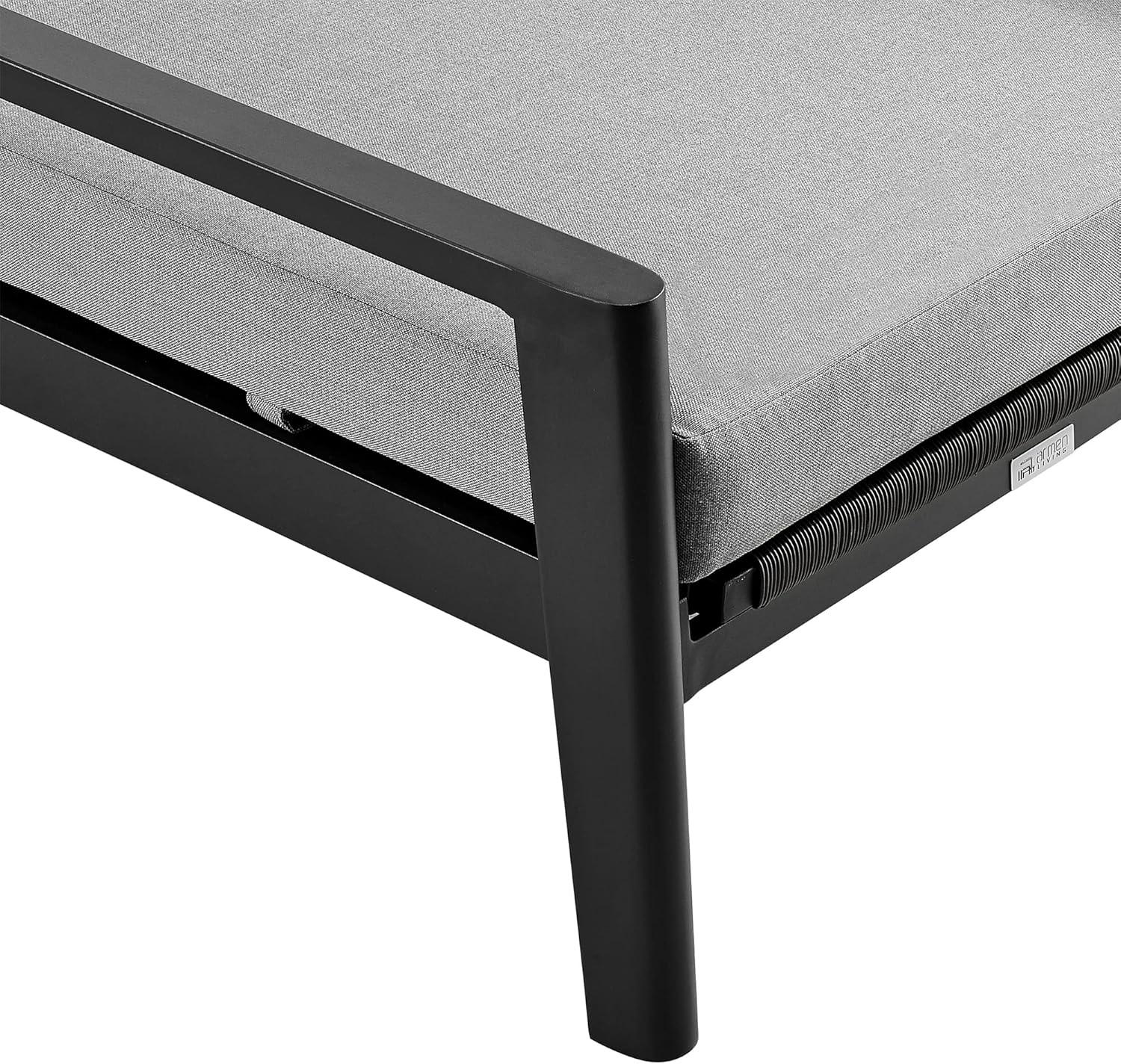 image:imageArmen Living Grand Outdoor Patio Adjustable Chaise Lounge Chair in Aluminum with Grey Cushions