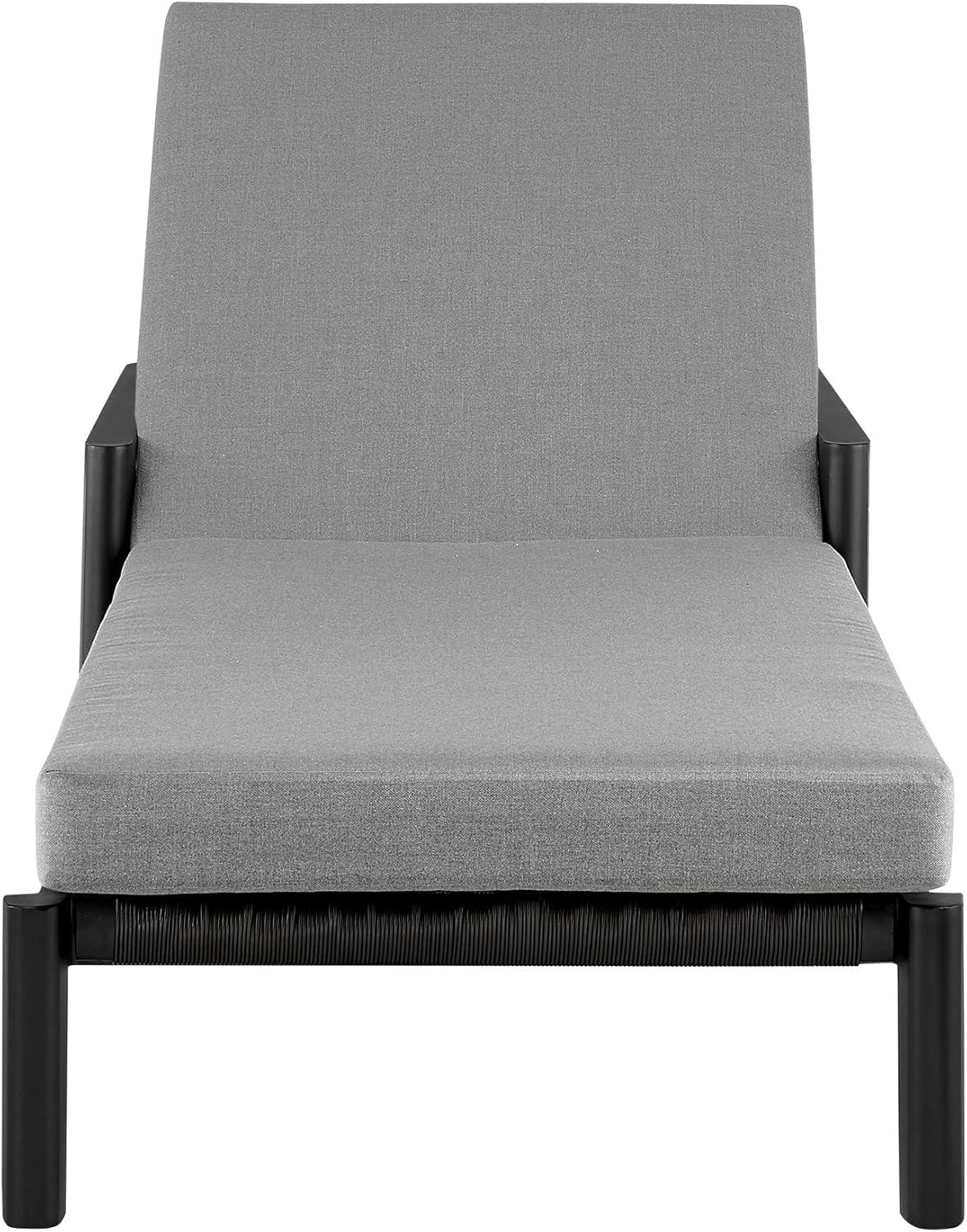 image:imageArmen Living Grand Outdoor Patio Adjustable Chaise Lounge Chair in Aluminum with Grey Cushions