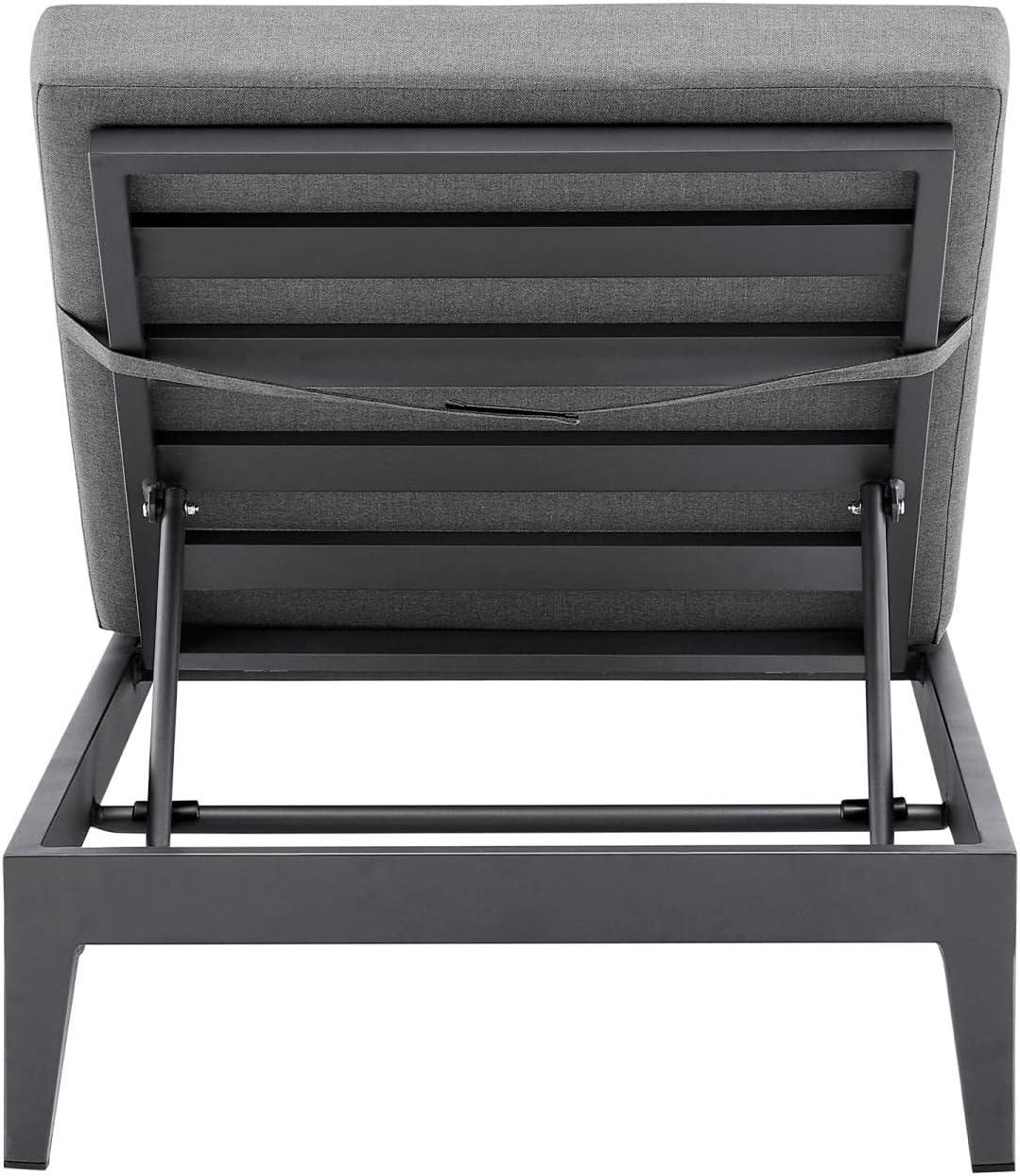 image:imageArmen Living Menorca Outdoor Patio Adjustable Chaise Chair in Aluminum with Grey Cushions