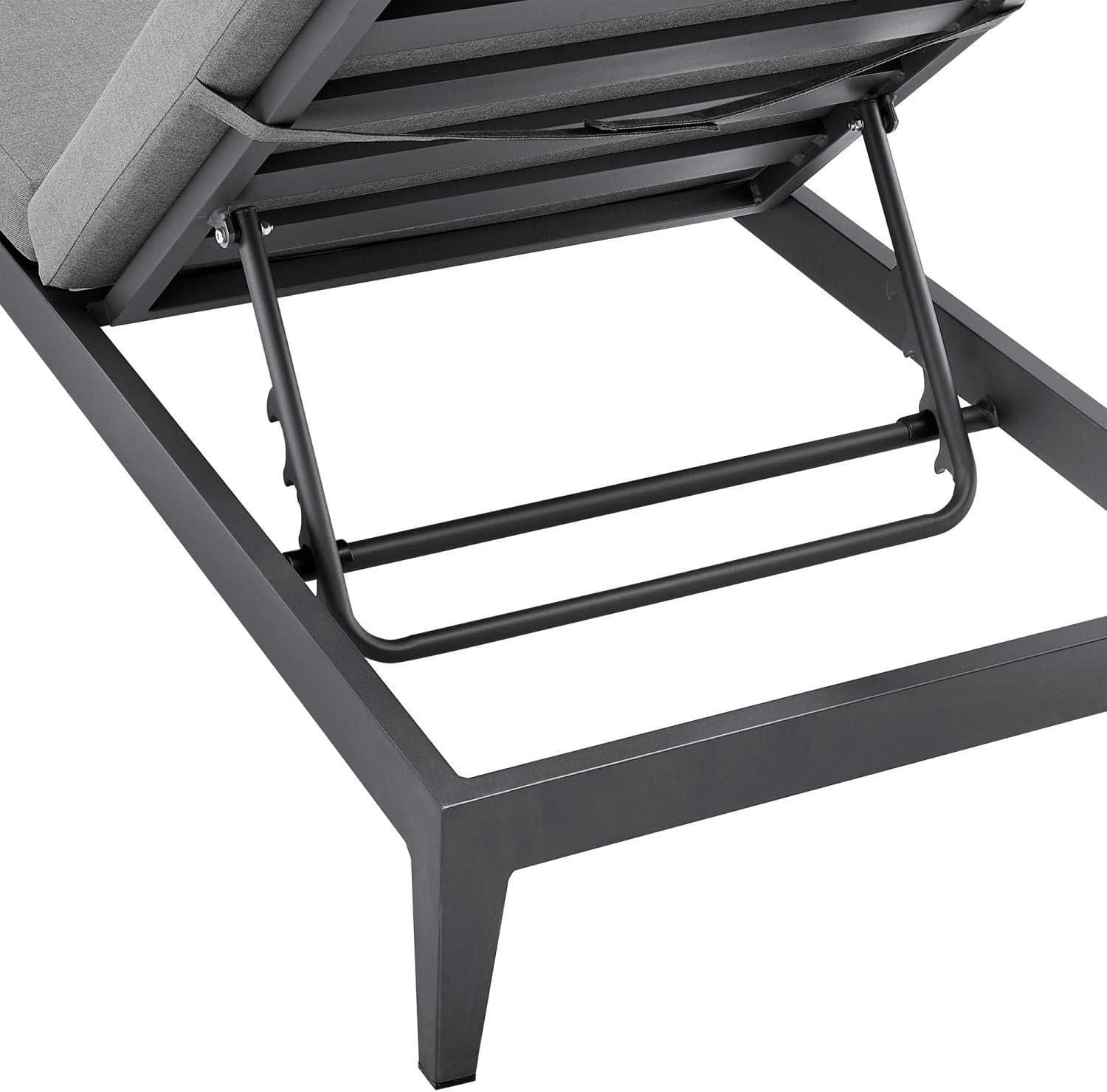image:imageArmen Living Menorca Outdoor Patio Adjustable Chaise Chair in Aluminum with Grey Cushions