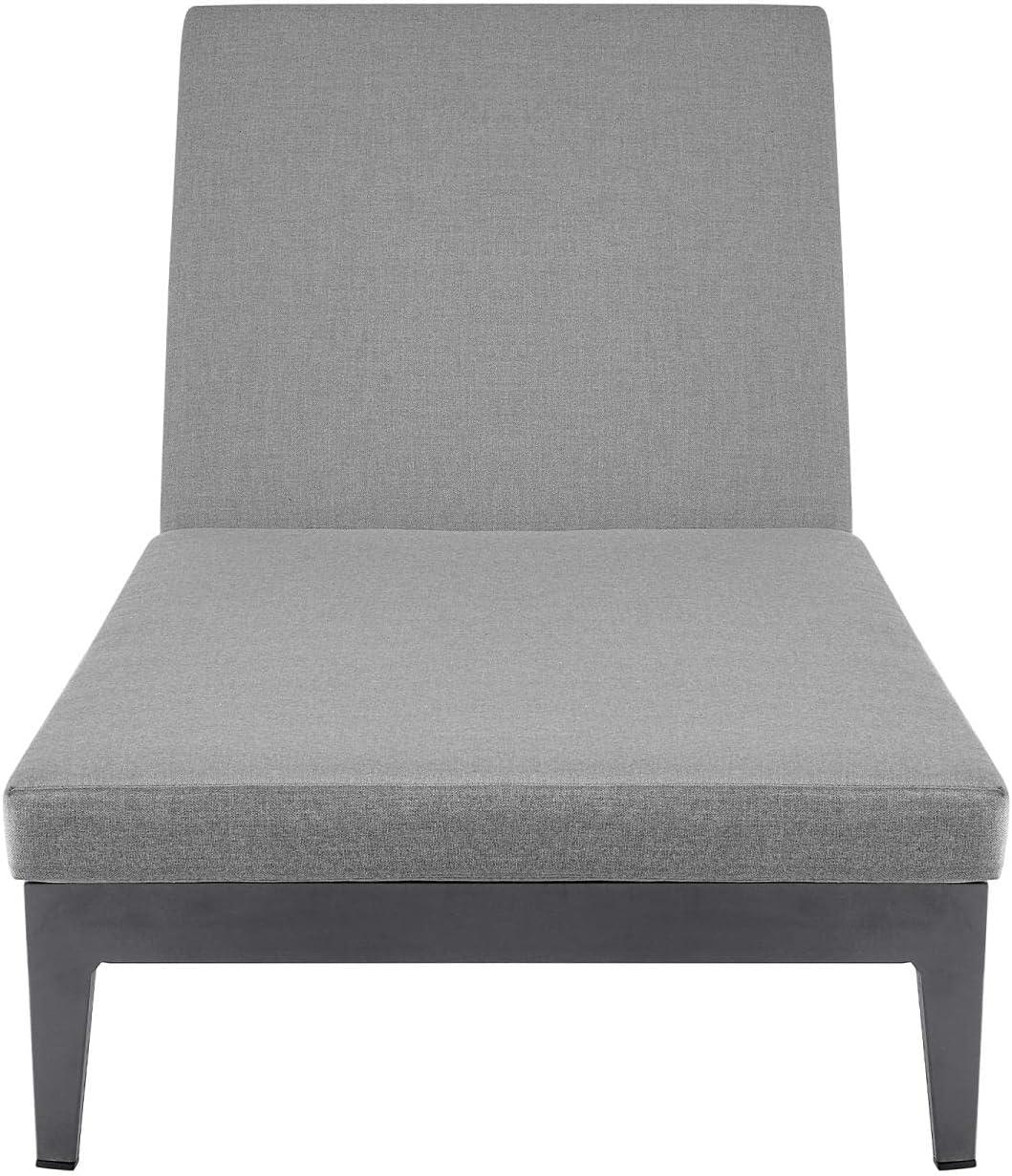 image:imageArmen Living Menorca Outdoor Patio Adjustable Chaise Chair in Aluminum with Grey Cushions
