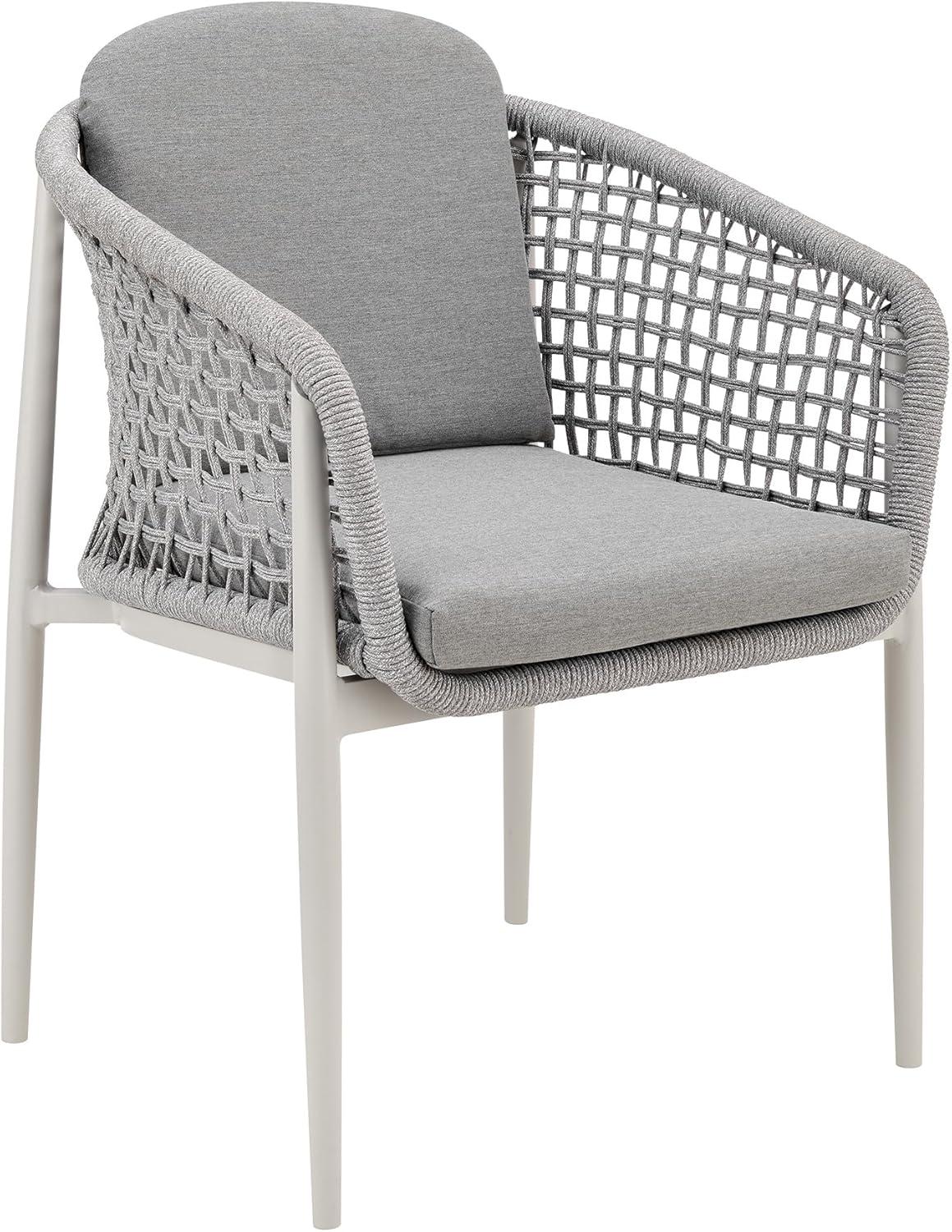 image:imageRhodes Outdoor Patio 7 Piece Dining Set in Aluminum with Sintered Stone and Gray Cushions