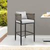 image:imageAlegria Outdoor Patio Counter Height Bar Stool in Aluminum with Gray Rope and Cushions  Set of 4