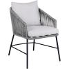 image:imageArmen Living Calica Outdoor Patio Dining Chair in Black Metal and Grey Rope
