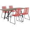 image:imageArmen Living Koala and Shasta 5 Piece Outdoor Patio Dining Set in Light Eucalyptus Wood and Brick Red Rope
