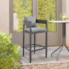 image:imageMenorca Outdoor Patio Bar Stool in Aluminum with Gray Cushions  Set of 4