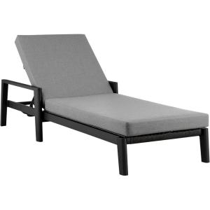 Armen Living Grand Outdoor Patio Adjustable Chaise Lounge Chair in Aluminum with Grey Cushions