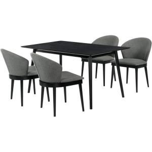 Armen Living Westmont and Juno 5-Piece Modern Wood Dining Set in Black/Charcoal