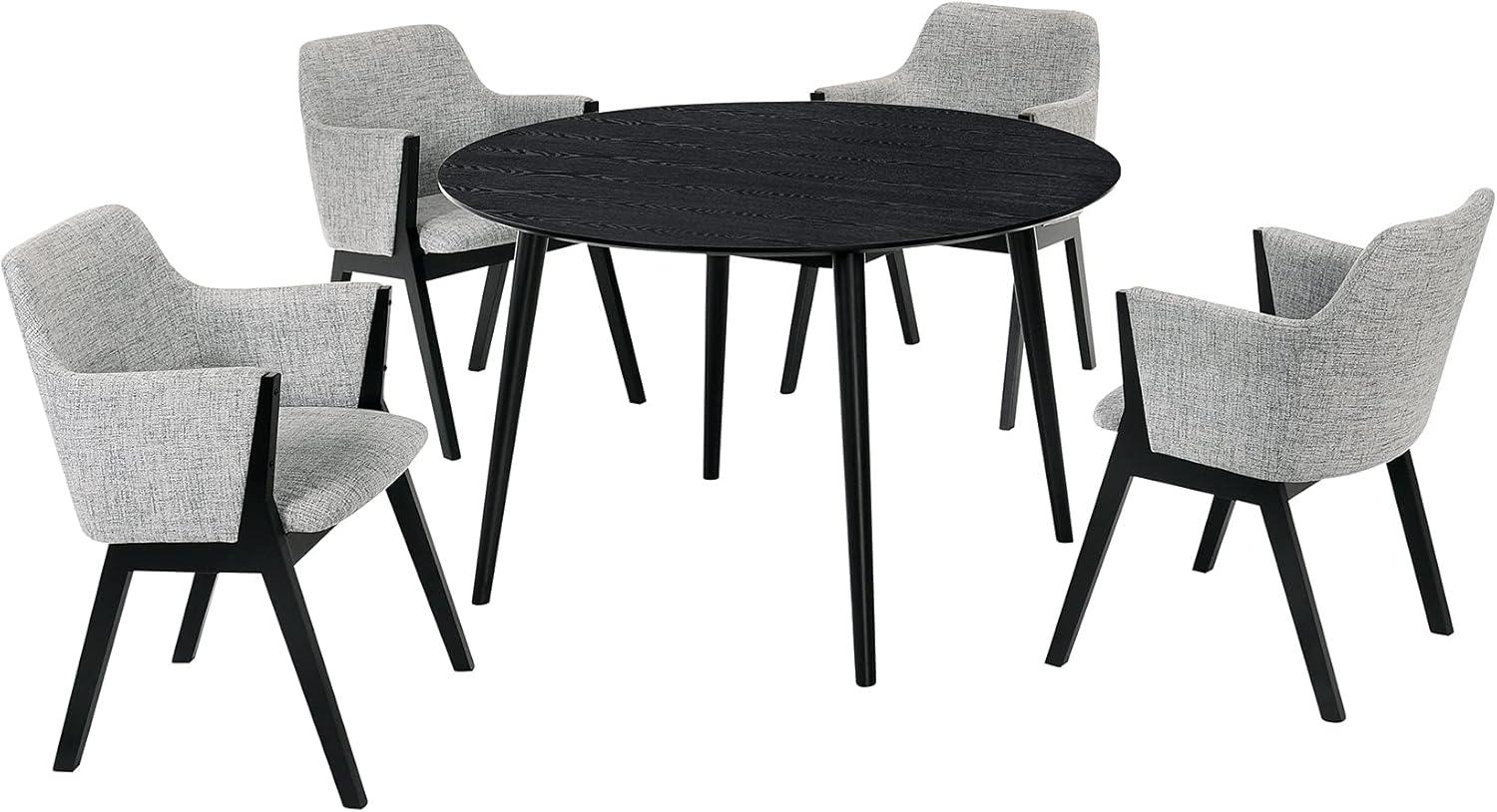 image:imageArmen Living Arcadia and Renzo 5 Piece Dining Set 48 Round GreyBlack Wood