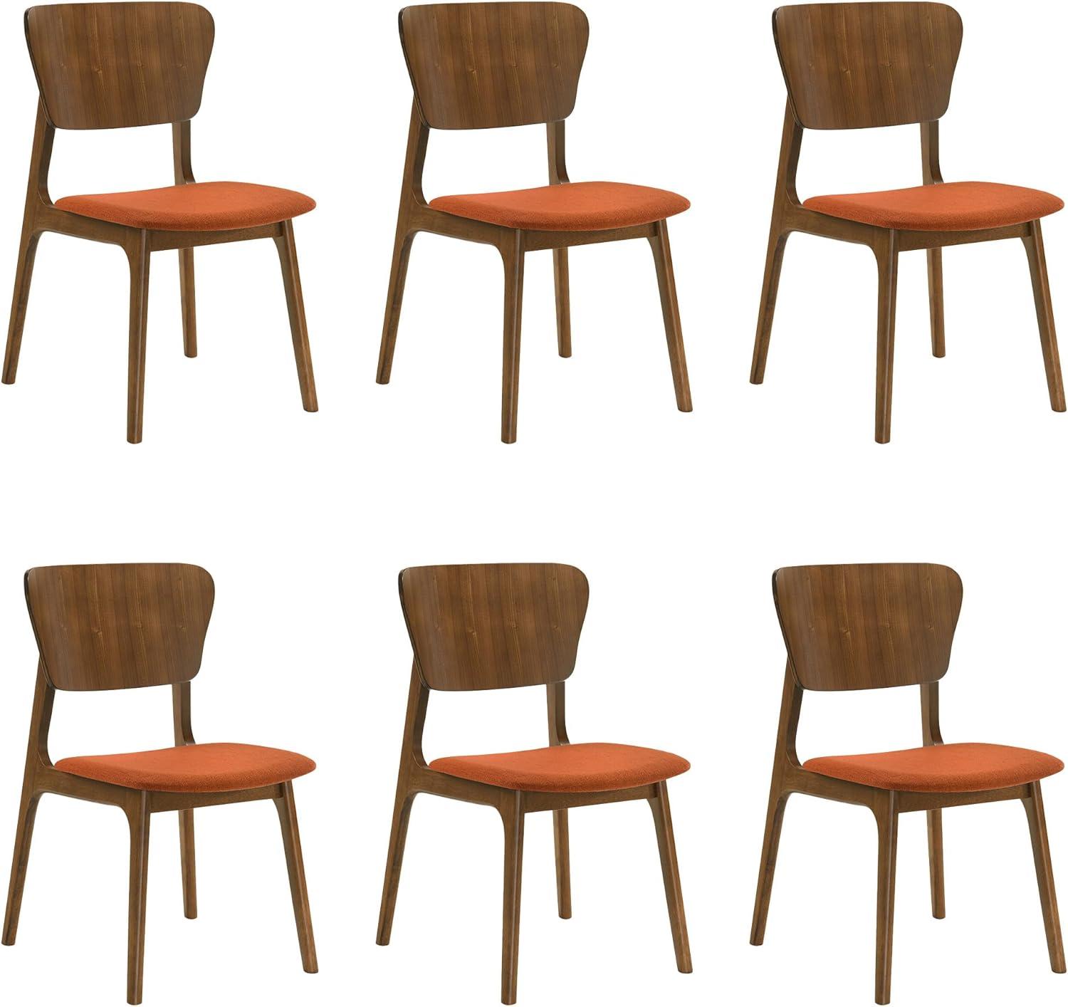 image:imageArmen Living Kalia Wood Dining Chair in Walnut Finish with Orange Fabric Set of 6