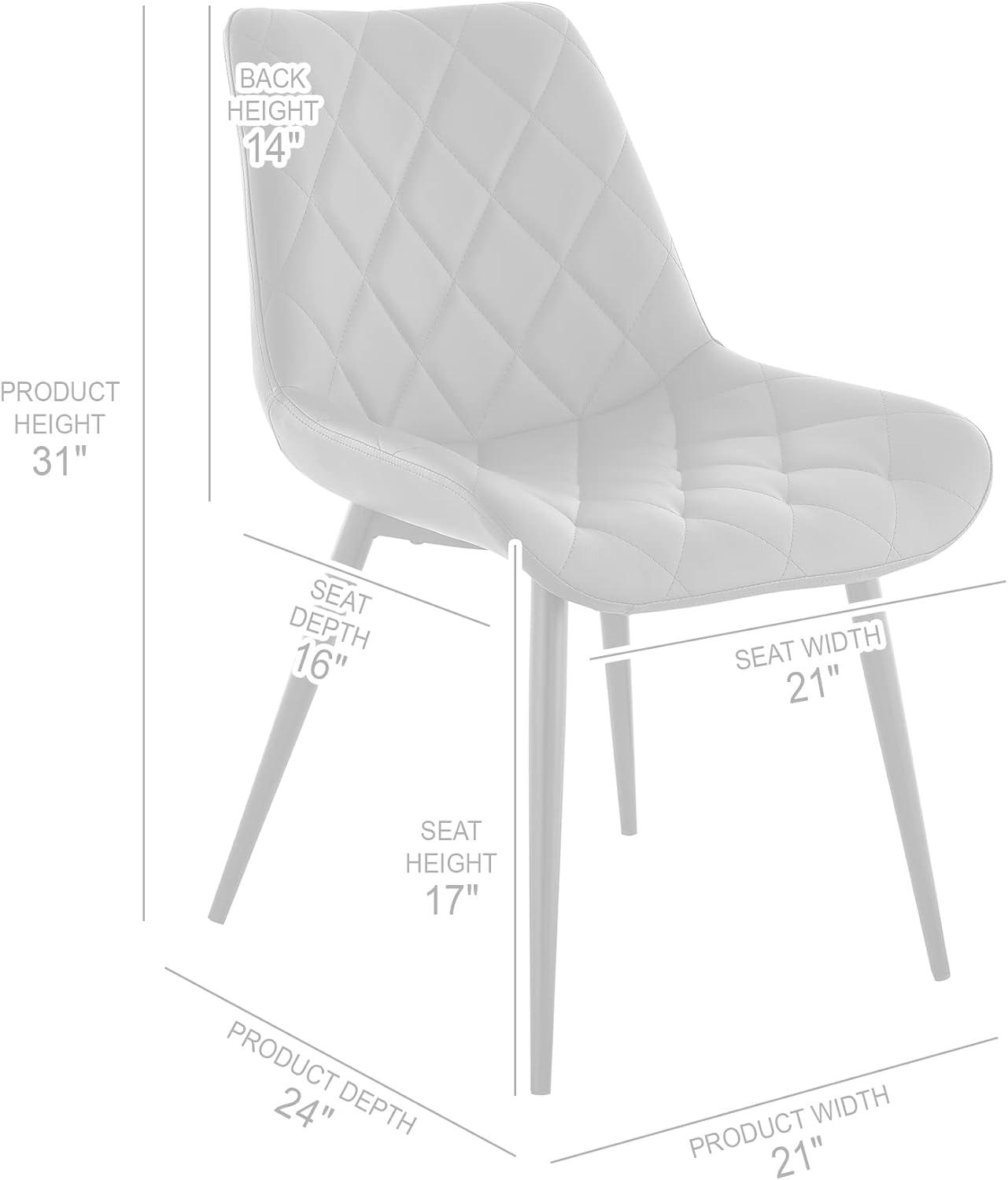 image:imageArmen Living Loralie Faux Leather and Black Metal Dining ChairsSet of 2 17 Seat Height Gray