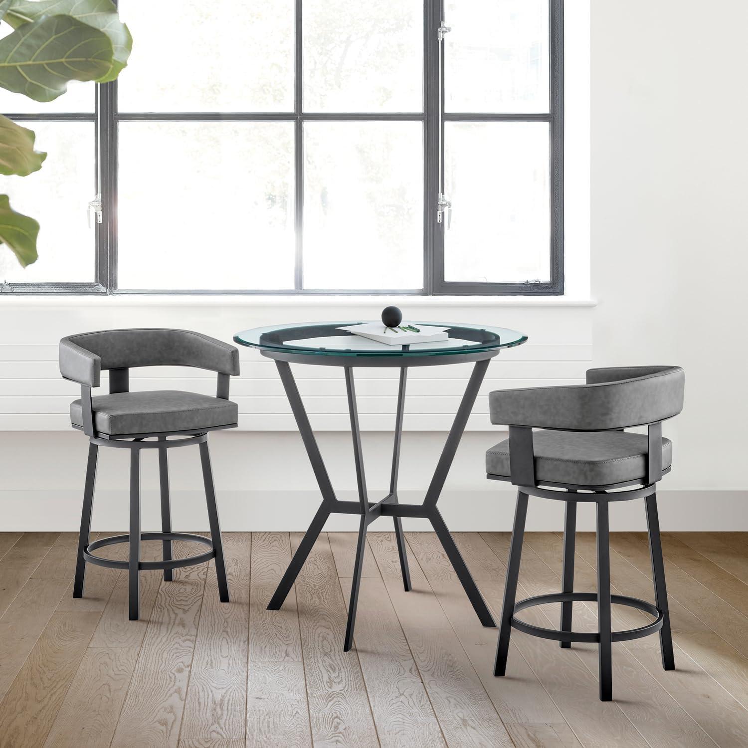 image:imageArmen Living Naomi and Lorin 4Piece Counter Height Dining Set in Black Metal and Grey Faux Leather3Piece