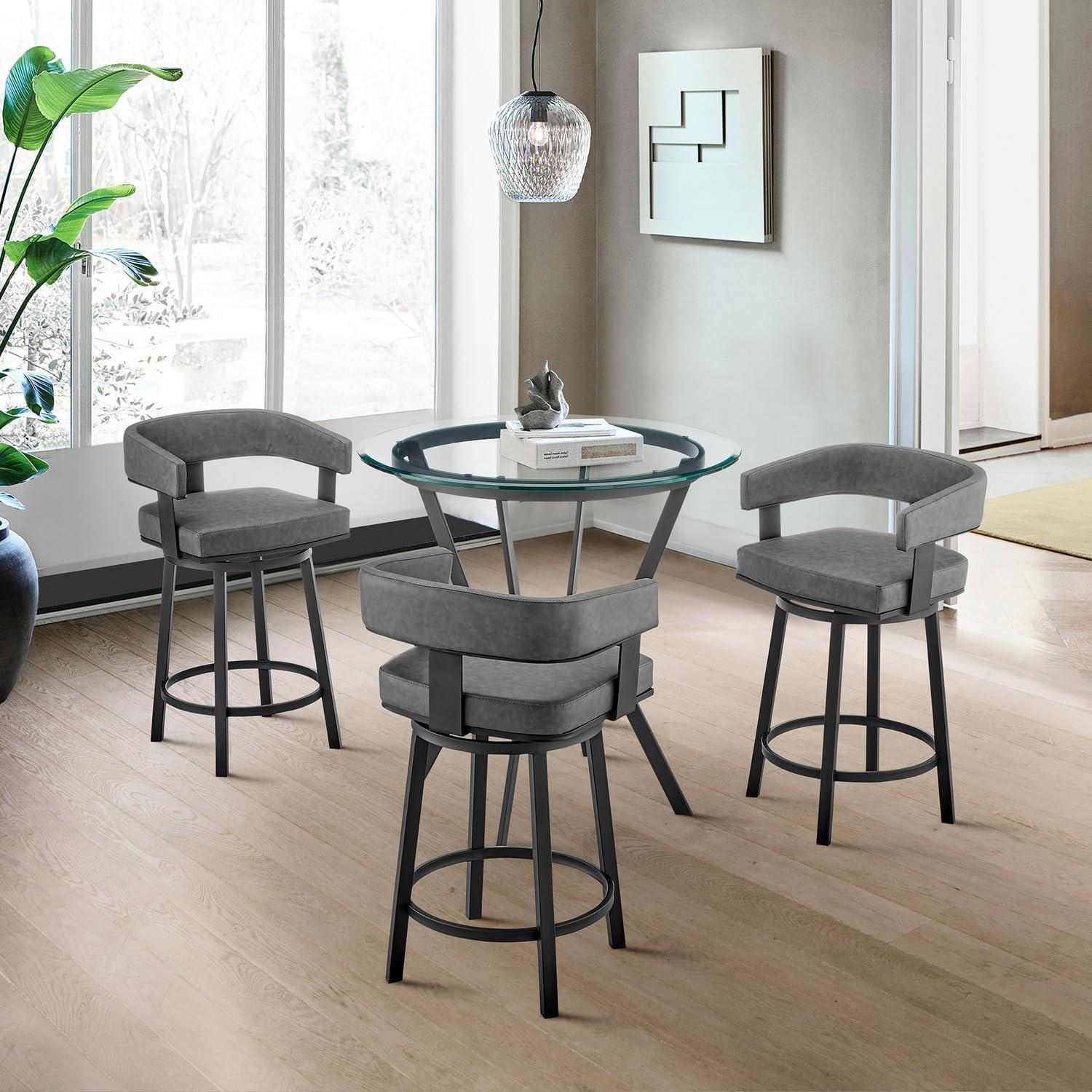 image:imageArmen Living Naomi and Lorin 4Piece Counter Height Dining Set in Black Metal and Grey Faux Leather4Piece