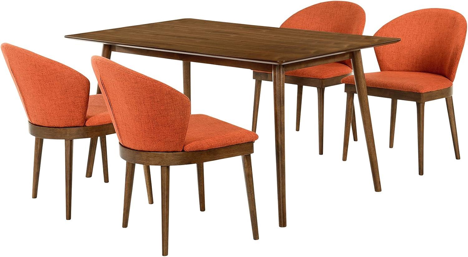 image:imageArmen Living Westmont and Juno Orange and Walnut 5 Piece Dining Set 59 Rectangular Charcoal