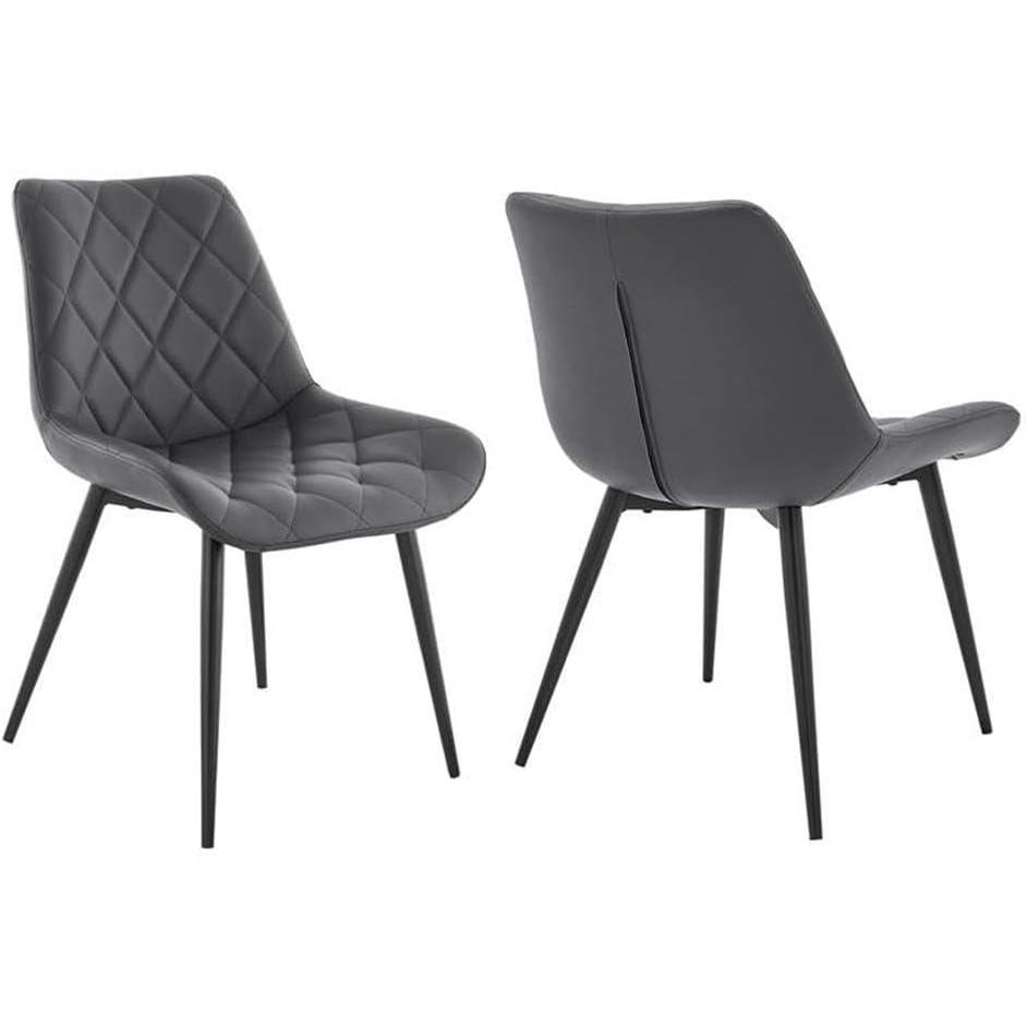 image:imageArmen Living Loralie Faux Leather and Black Metal Dining ChairsSet of 2 17 Seat Height Gray