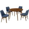 image:imageArmen Living Arcadia and Azalea 5Piece Modern Metal Dining Set in WalnutBlue