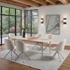 image:imageArmen living Honey Contemporary 7Piece Dining Set with Light Wood and White Sintered Stone Table Top and Upholstered Armchairs