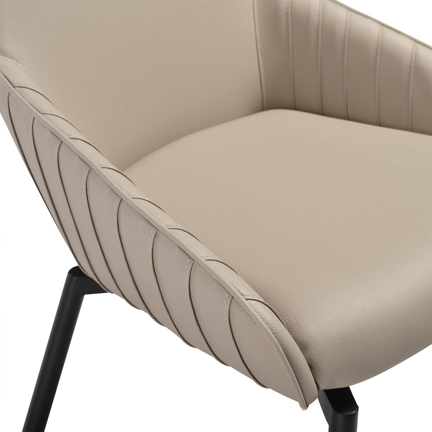 image:imageShilo Swivel Upholstered Dining Chair in Champagne Faux Leather with Black Metal Legs Set of 2Champagne