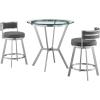 image:imageArmen Living Naomi and Roman 3Piece Counter Height Dining Set in Brushed Stainless Steel and Grey Faux Leather3Piece