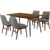 image:imageArmen Living Westmont and Azalea 5Piece Fabric Dining Set in CharcoalWalnut