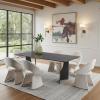 image:imageArmen living Zoey Modern 7Piece Dining Set with Gray Tempered Glass Tabletop and Cream Upholstery