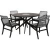 image:imageSachi and Brighton 5 Piece Dining Set in Dark Eucalyptus Wood with Grey Rope