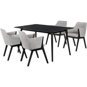 Armen Living Westmont and Renzo 5-Piece Fabric Dining Set in Gray/Black