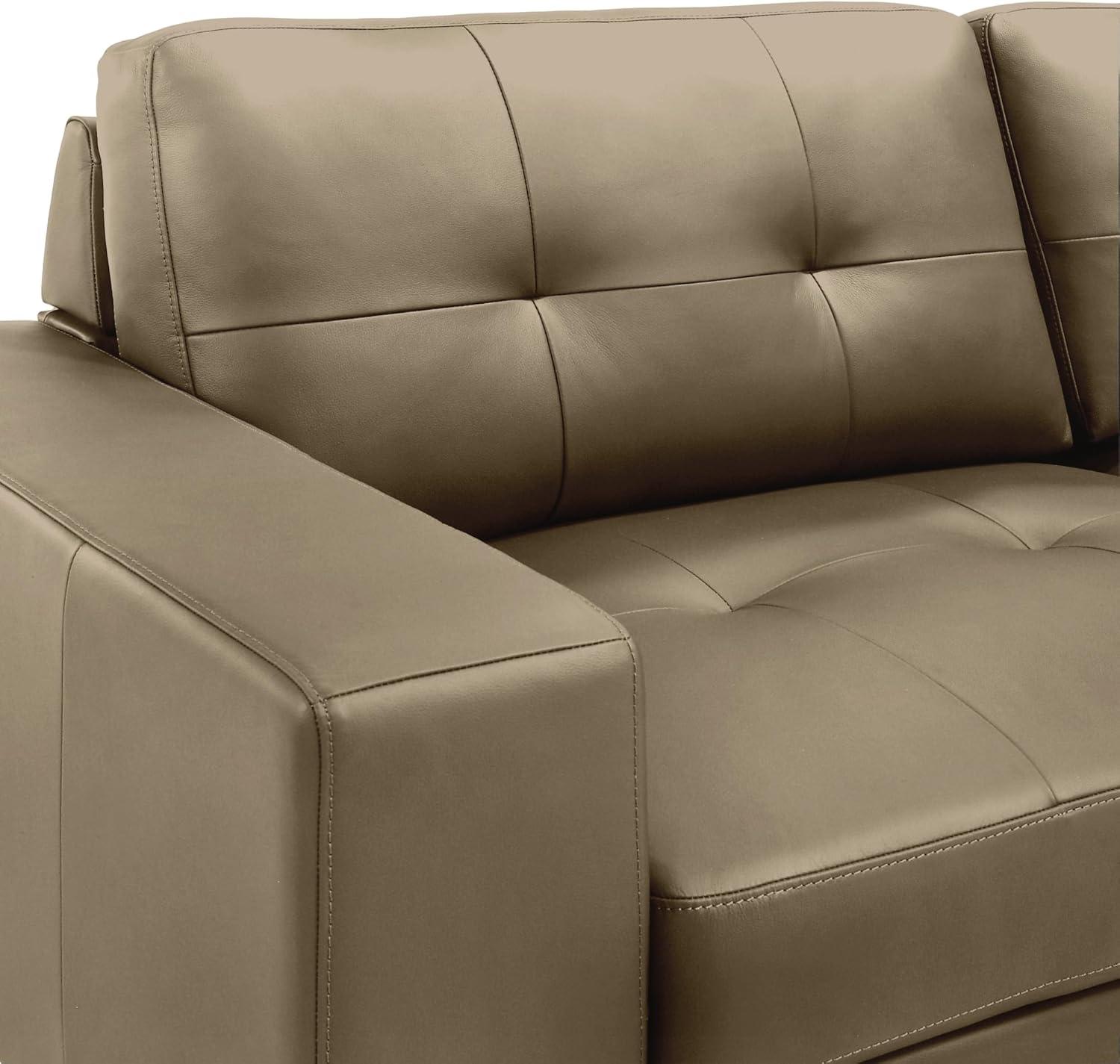image:imageFaelin Modern 79 in Top Grain Genuine Leather Sofa in Khaki with Tufted BackKhaki